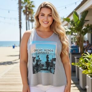 Love & Legend 1X Boyfriend Graphic Tank Top- Great Minds Inspire